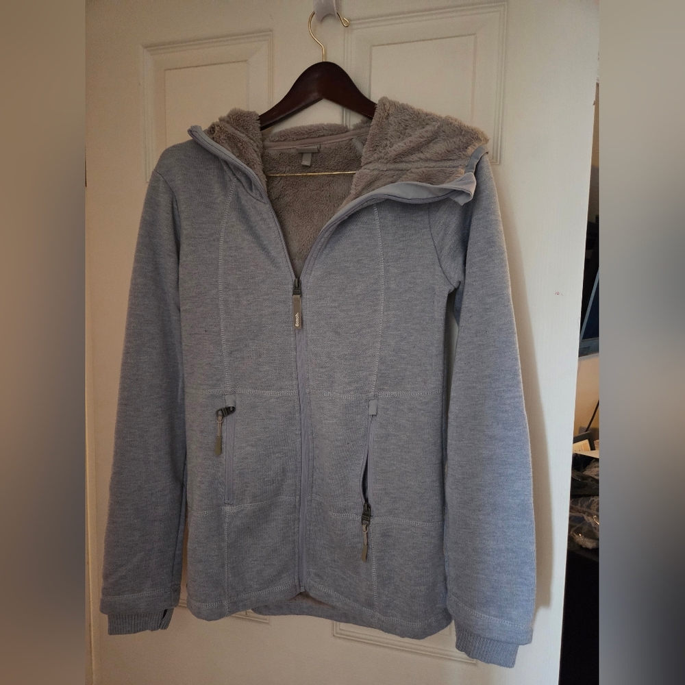 Sherpa Lined Light Blue Bench Zip-Up Hoodie